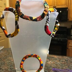 New handmade African print Colorful Fabric Wrapped Bangles
Set of 4